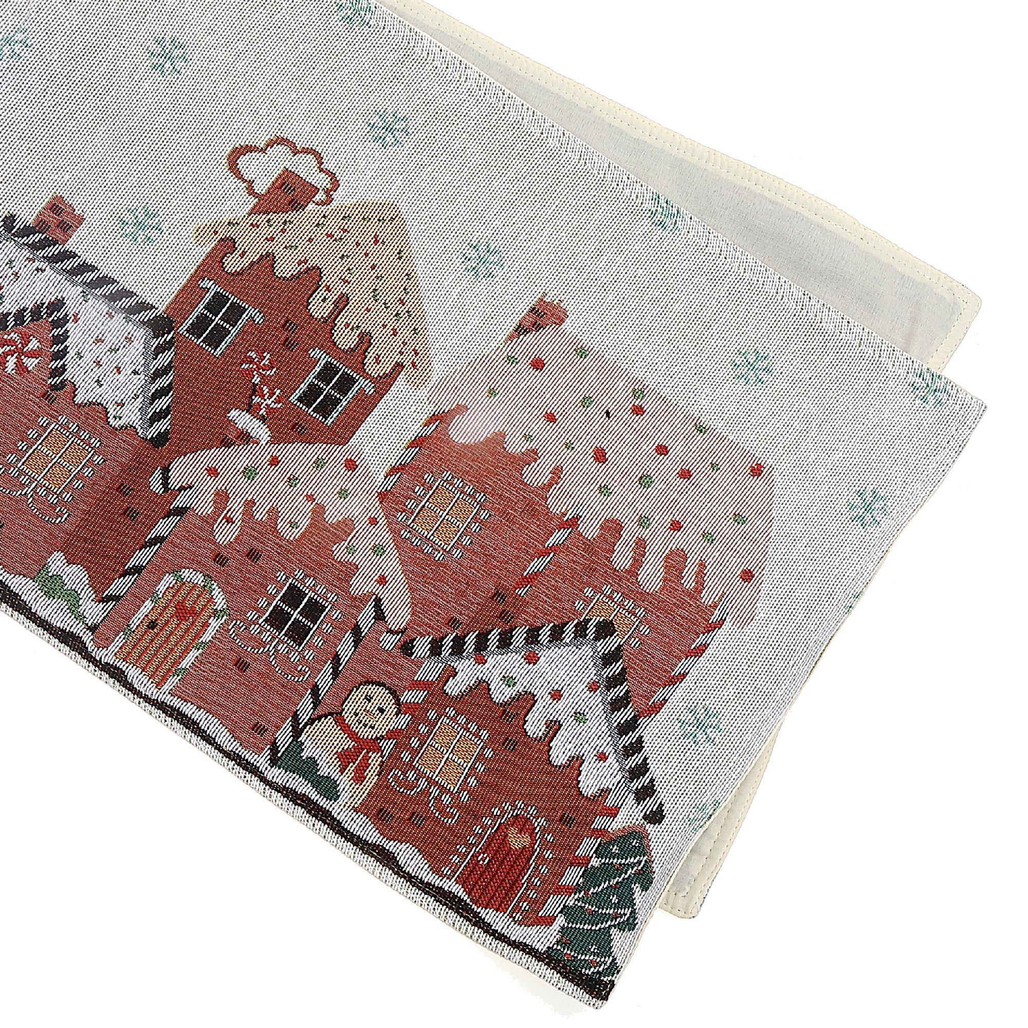 Tapestry Table Runner Set of 2 36" Gingerbread Houses – Christmas Table Decor, Holiday Dining Accent, Festive Seasonal Decoration