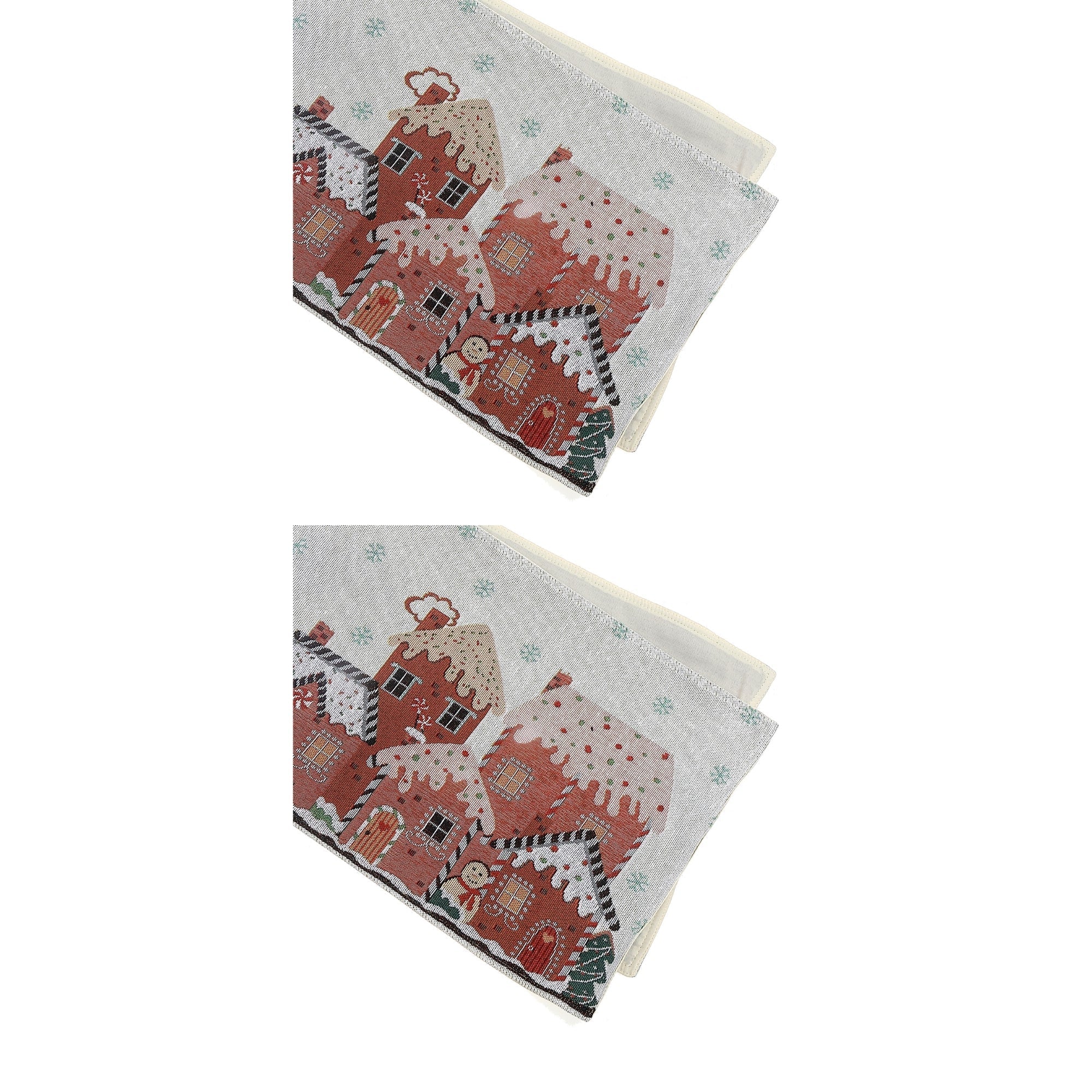 Tapestry Table Runner Set of 2 36" Gingerbread Houses – Christmas Table Decor, Holiday Dining Accent, Festive Seasonal Decoration