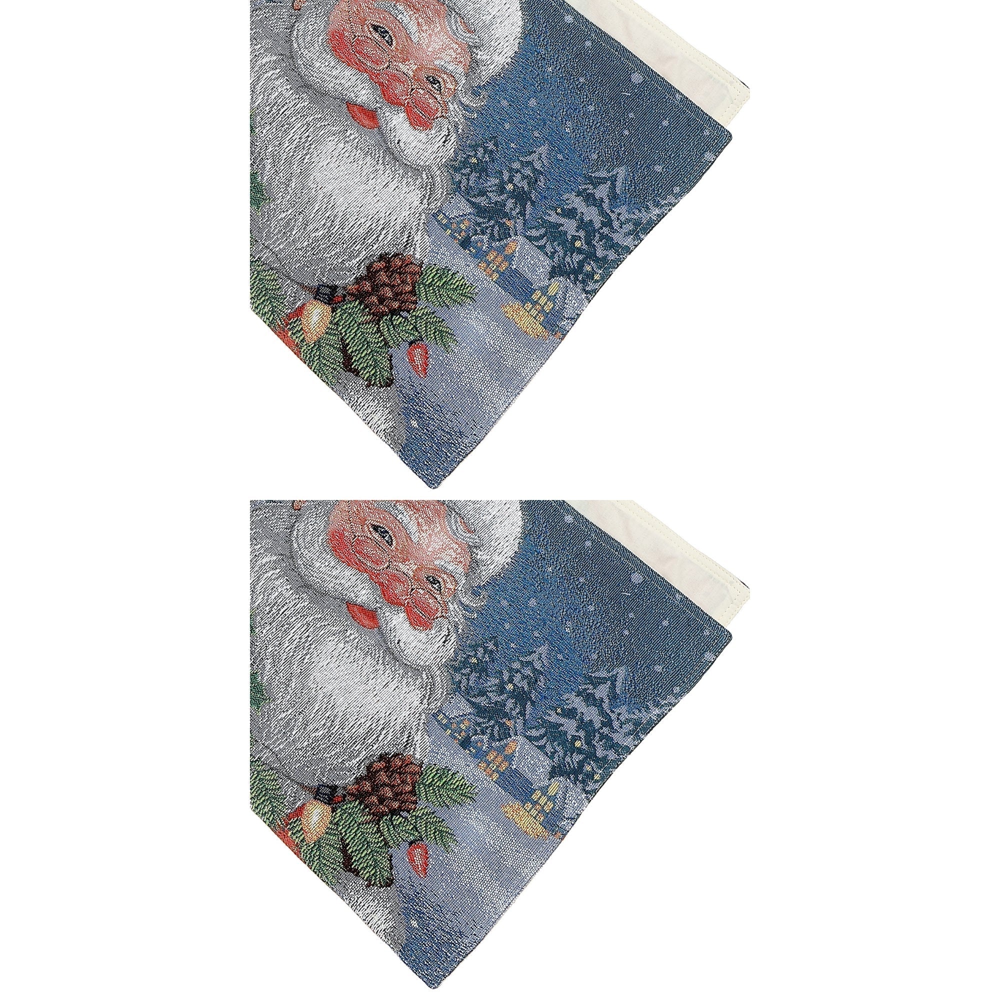 Tapestry Table Runner Set of 2 36" Santa – Christmas Table Decor, Holiday Dining Accent, Festive Winter Seasonal Decoration