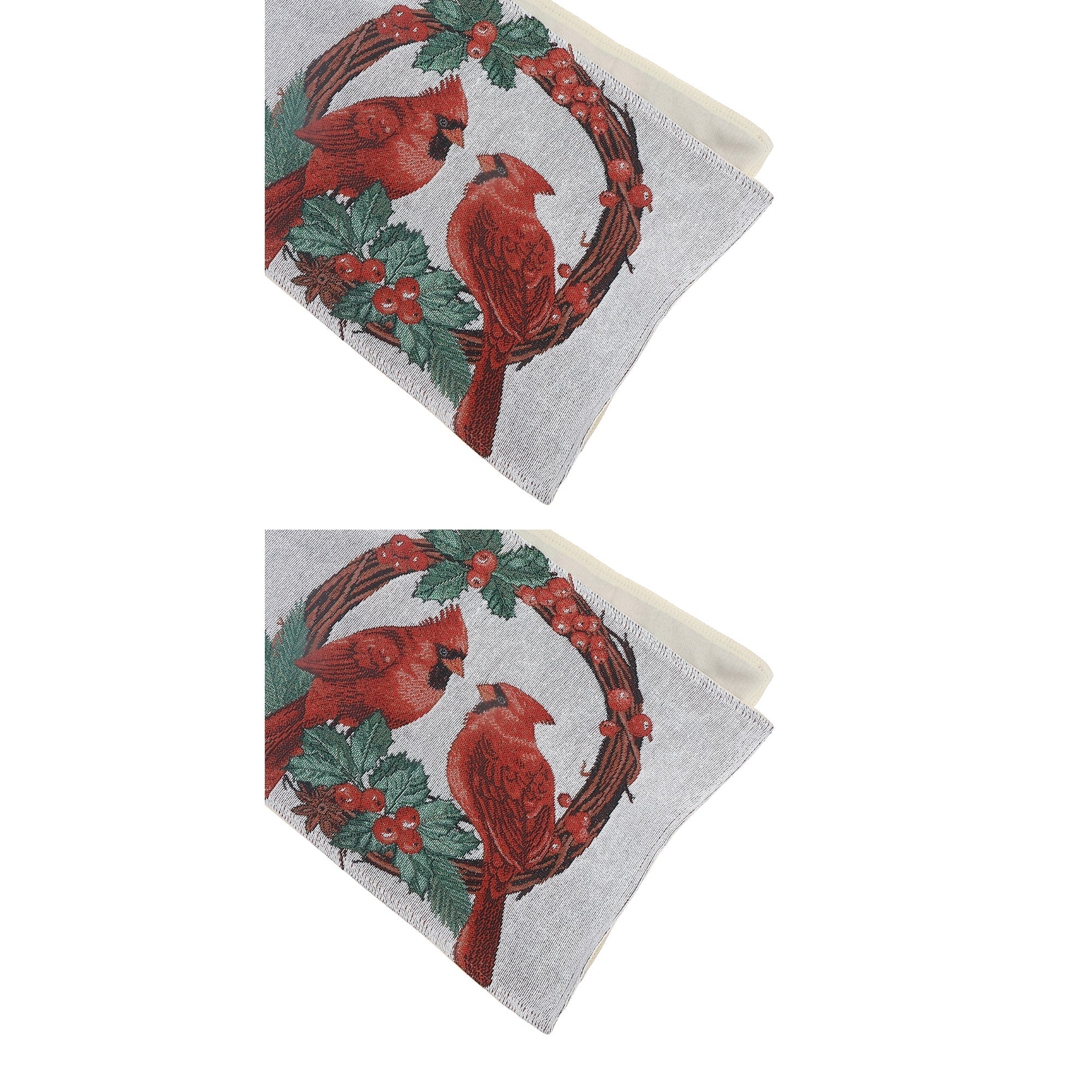 Tapestry Table Runner Set of 2 36" Double Cardinal – Christmas Table Decor, Holiday Dining Accent, Winter Seasonal Decoration