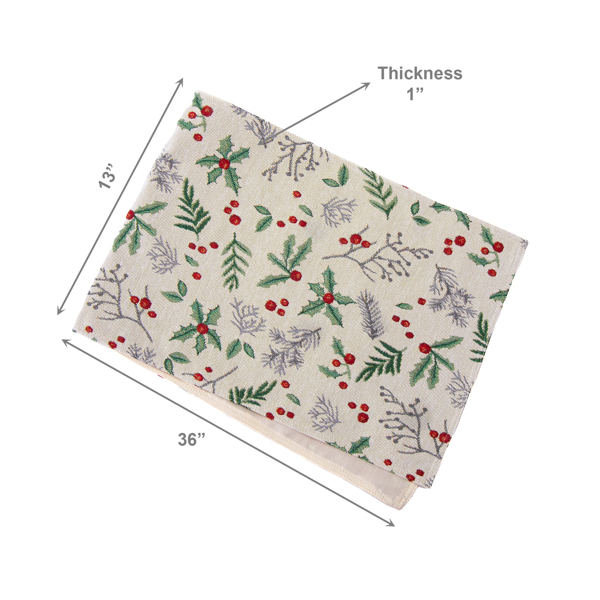 Tapestry Table Runner Holly Berries 36", Christmas, Table Runner, Holiday Decor