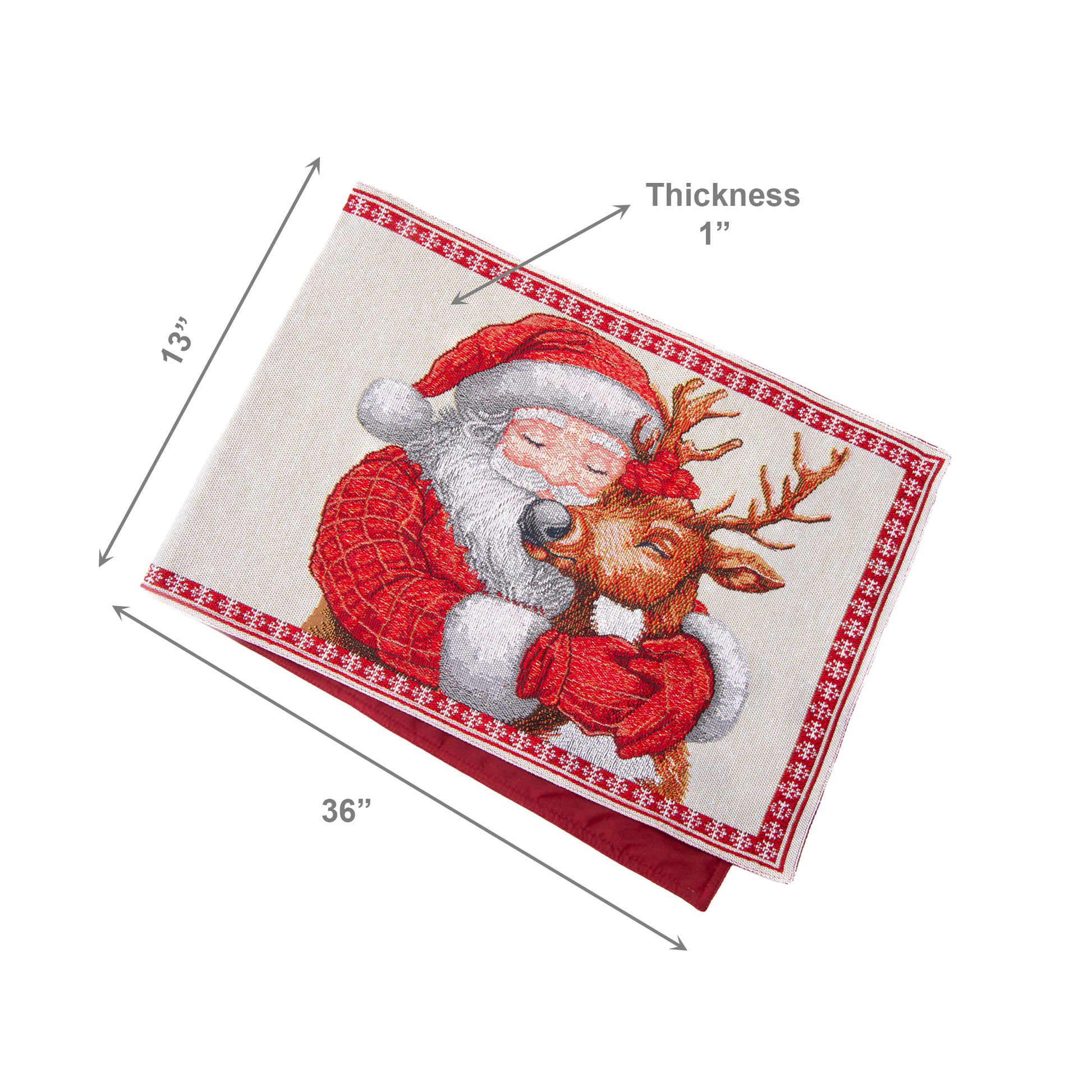 Tapestry Table Runner Santa and Reindeer 36", Christmas, Table Runner, Holiday Decor