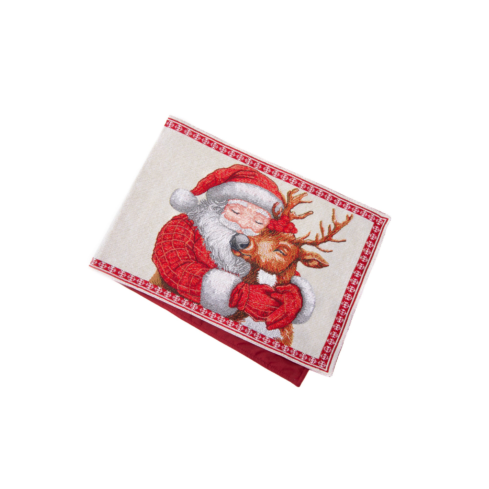 Tapestry Table Runner Santa and Reindeer 36", Christmas, Table Runner, Holiday Decor