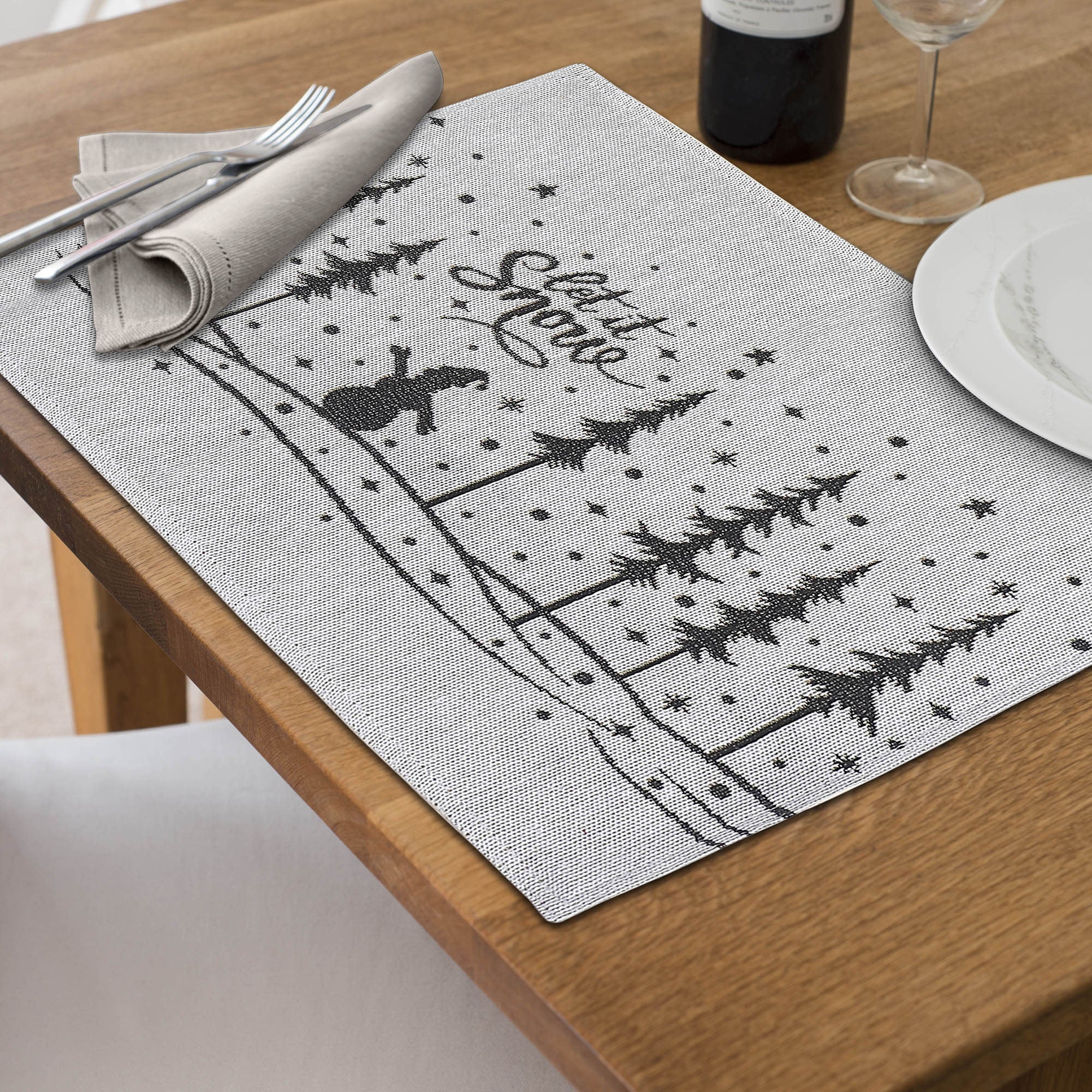“Let It Snow” Tapestry Christmas Placemat 13x18 Set of 12 – Holiday Table Decor