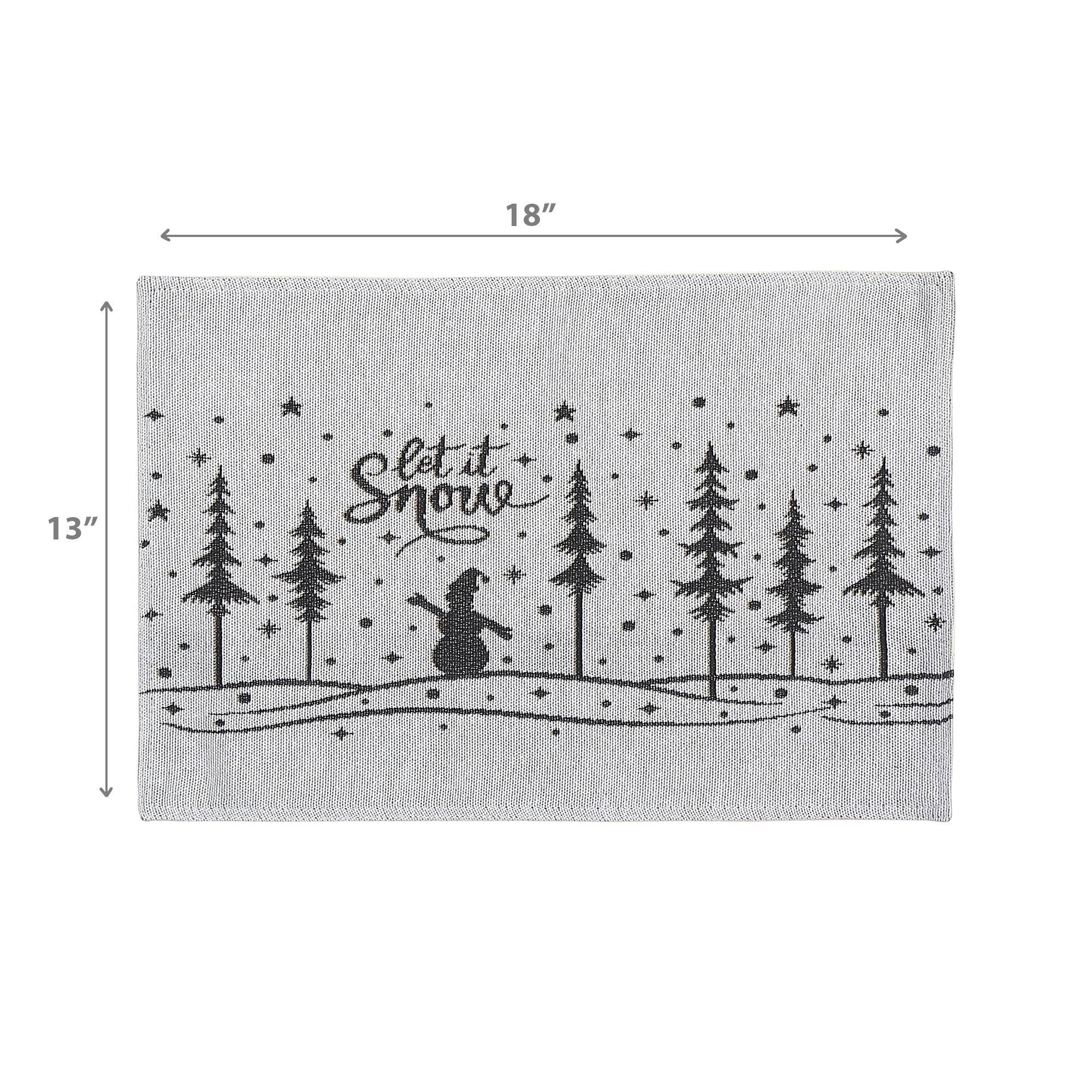 “Let It Snow” Tapestry Christmas Placemat 13x18 Set of 12 – Holiday Table Decor