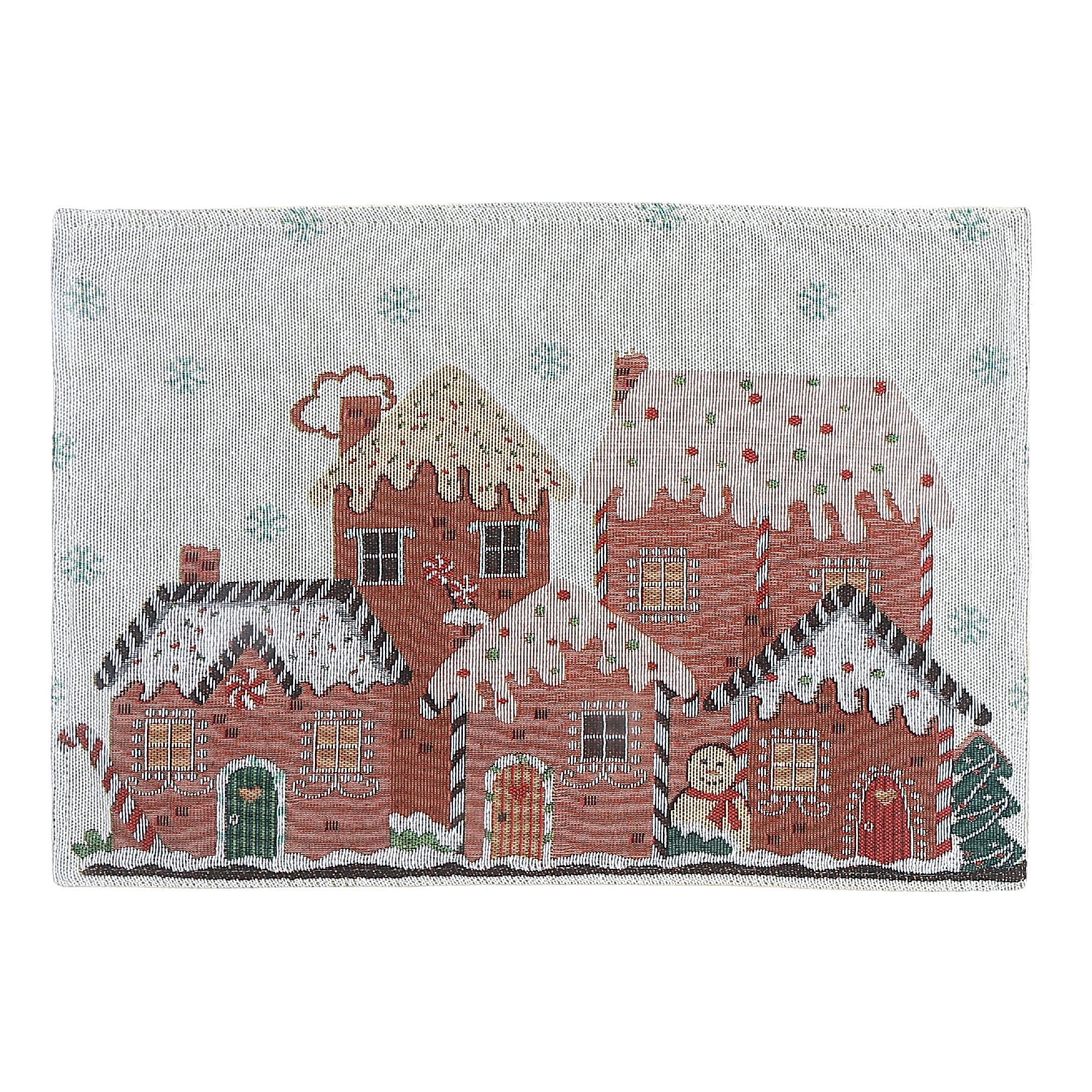 Tapestry Placemat Set of 12 Gingerbread Houses 13"x18" – Christmas Table Decor, Holiday Dining Accent, Festive Seasonal Decoration