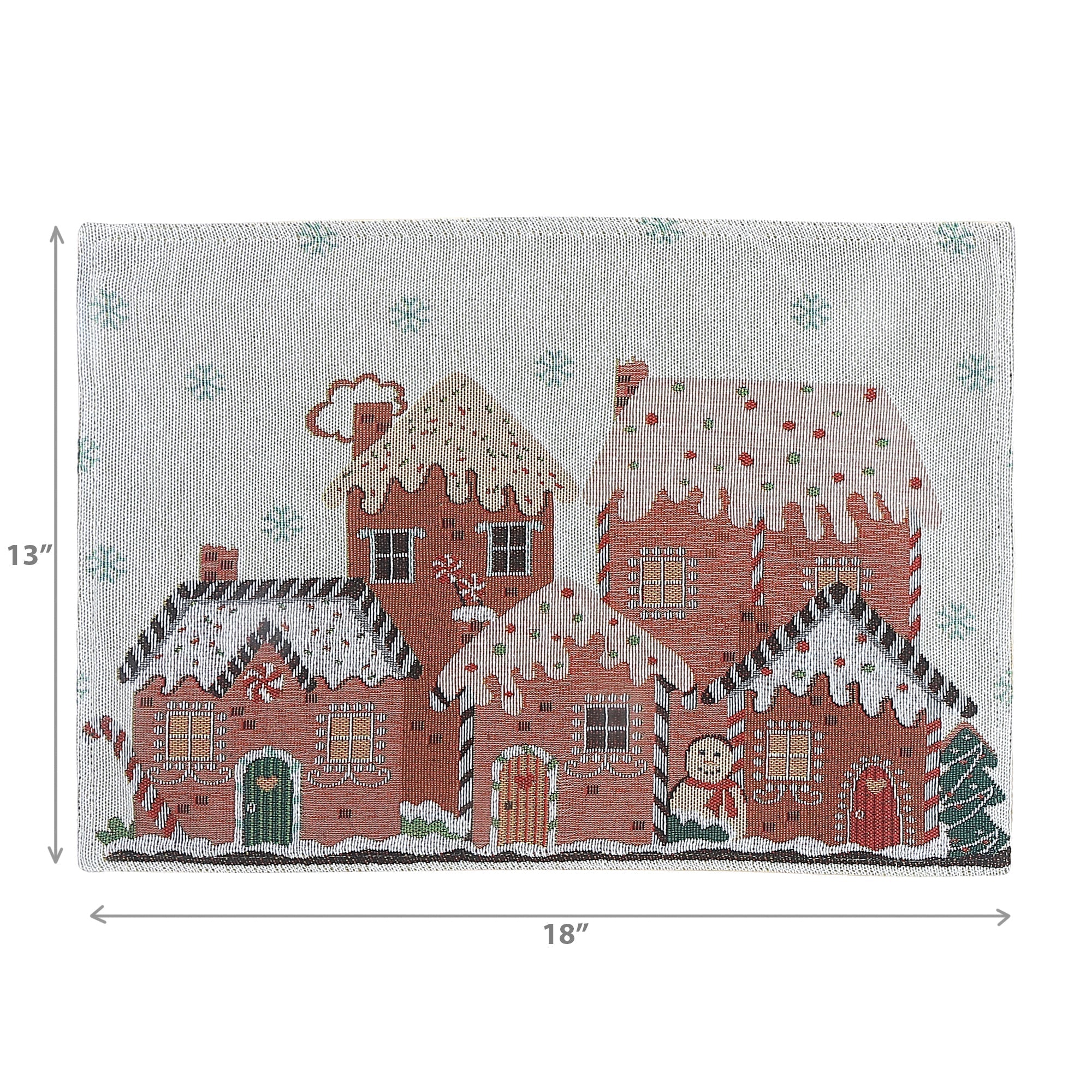 Tapestry Placemat Set of 12 Gingerbread Houses 13"x18" – Christmas Table Decor, Holiday Dining Accent, Festive Seasonal Decoration