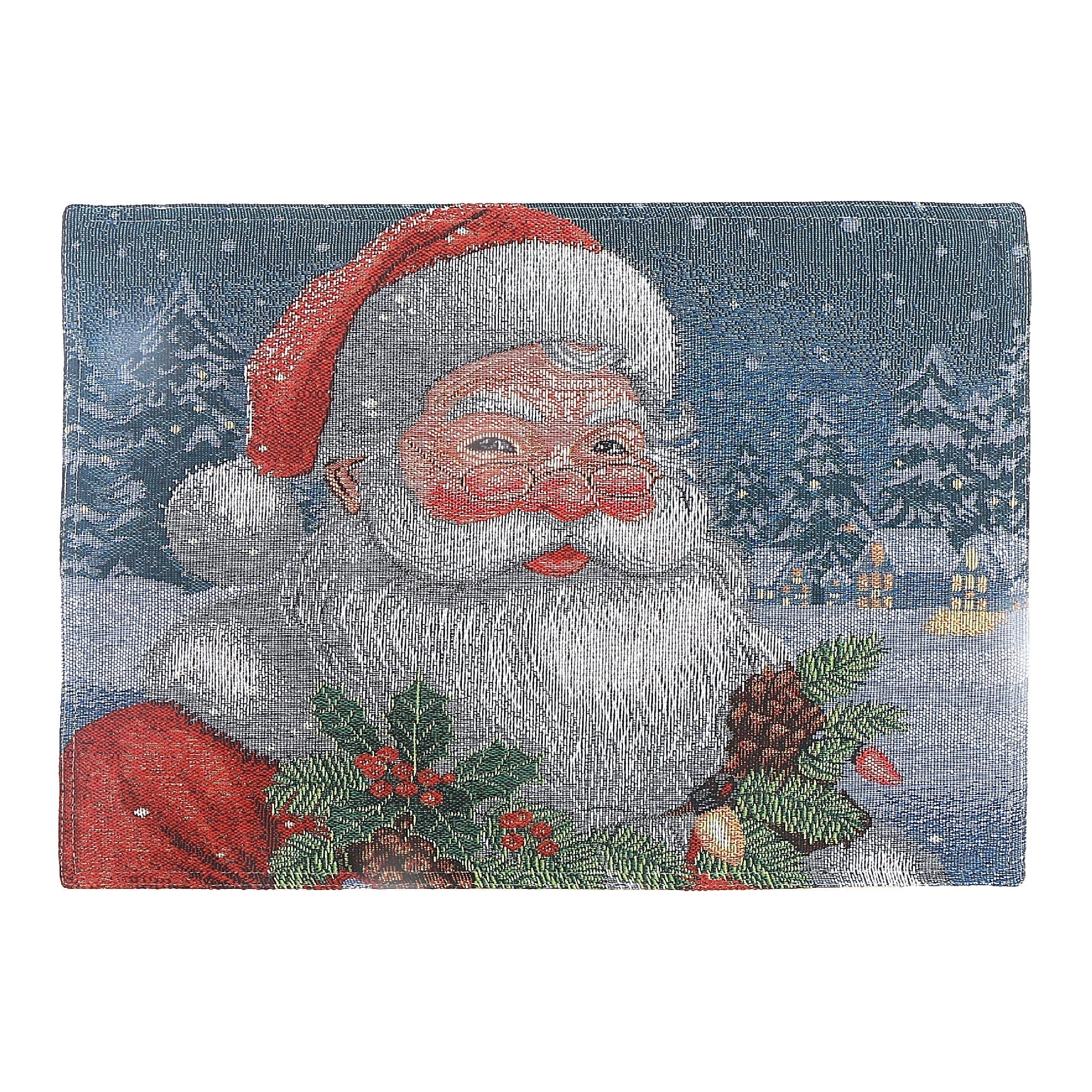Tapestry Placemat Set of 12 Santa 13"x18" – Christmas Table Decor, Holiday Dining Accent, Festive Winter Seasonal Decoration