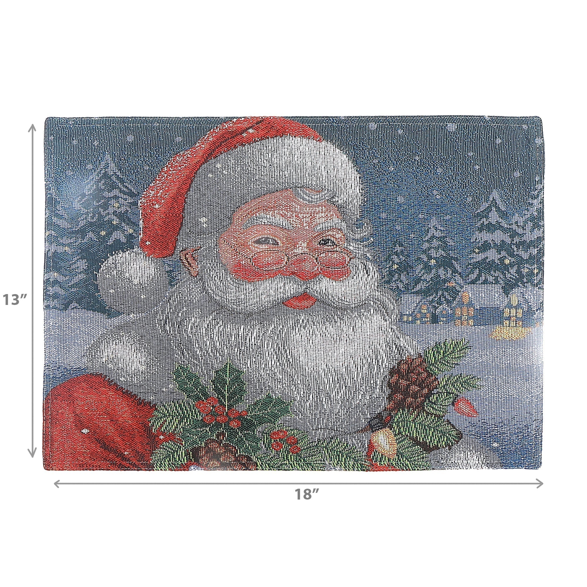 Tapestry Placemat Set of 12 Santa 13"x18" – Christmas Table Decor, Holiday Dining Accent, Festive Winter Seasonal Decoration