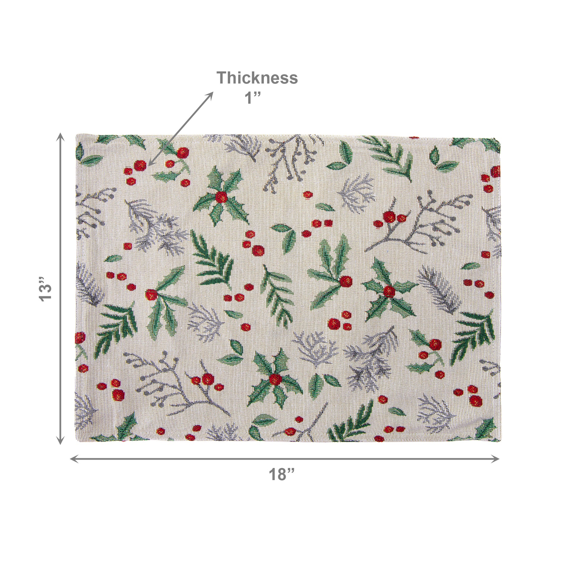 Tapestry Placemat Holly Berries 13 X 18, Christmas, Placemat, Holiday Decor- Set of 12