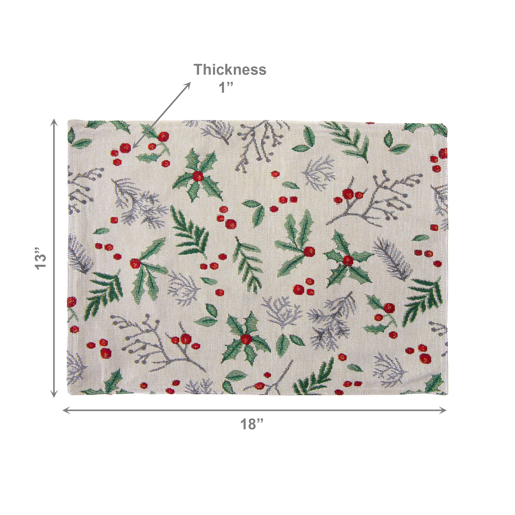 Tapestry Placemat Holly Berries 13 X 18, Christmas, Placemat, Holiday Decor- Set of 12