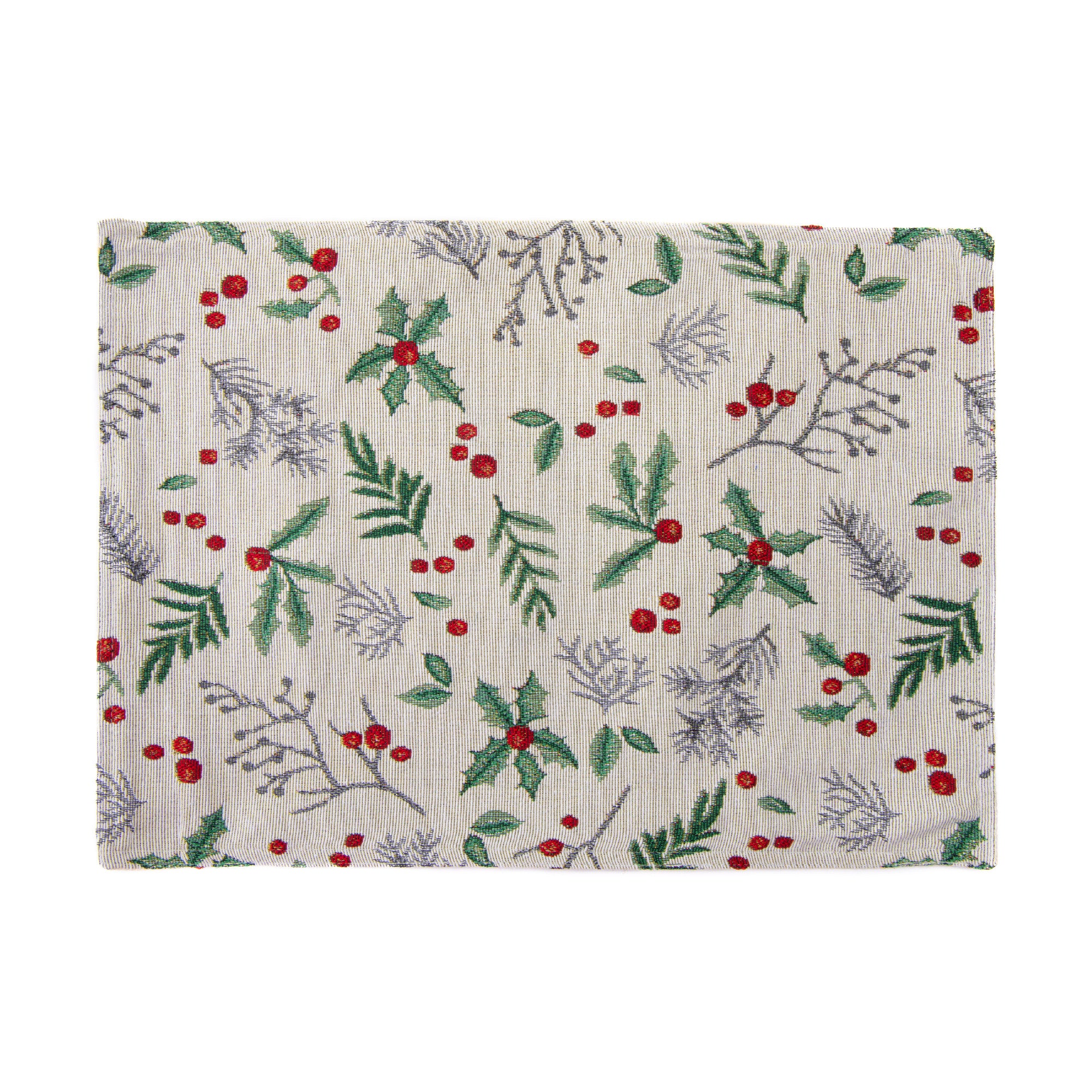 Tapestry Placemat Holly Berries 13 X 18, Christmas, Placemat, Holiday Decor- Set of 12