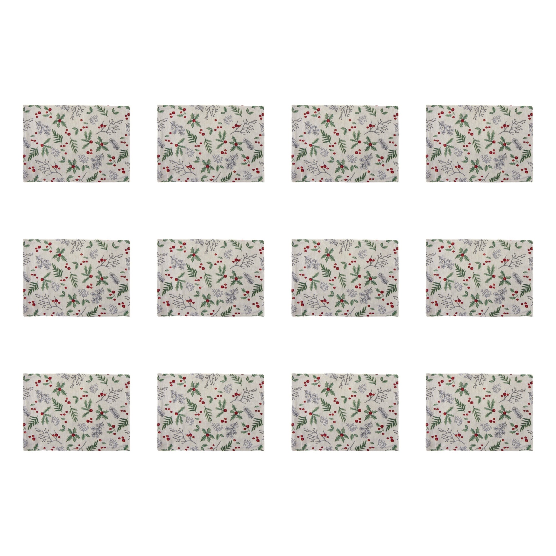 Tapestry Placemat Holly Berries 13 X 18, Christmas, Placemat, Holiday Decor- Set of 12