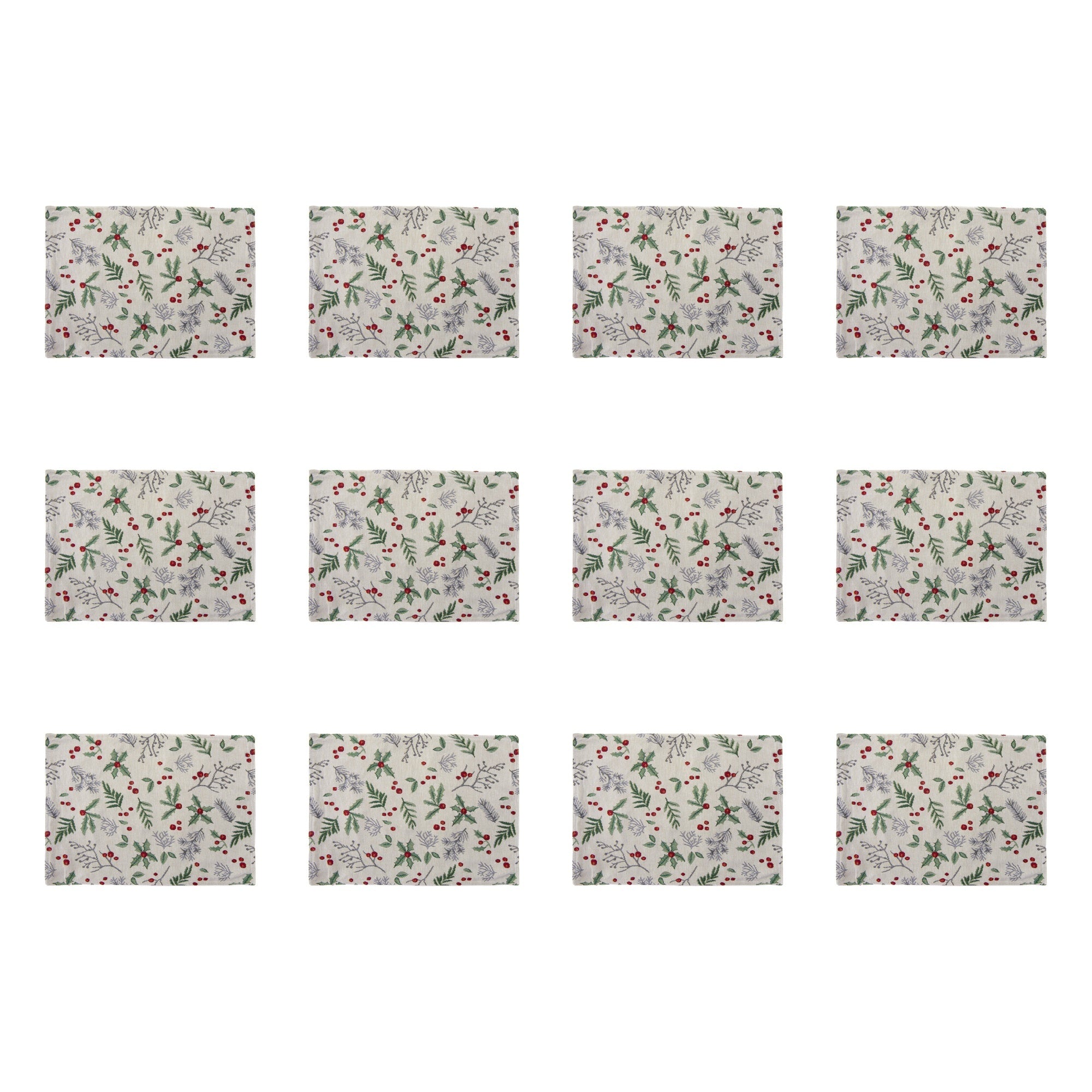 Tapestry Placemat Holly Berries 13 X 18, Christmas, Placemat, Holiday Decor- Set of 12