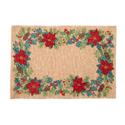 Tapestry Placemat Poinsettia Border 13 X 18, Christmas, Placemat, Holiday Decor- Set of 12