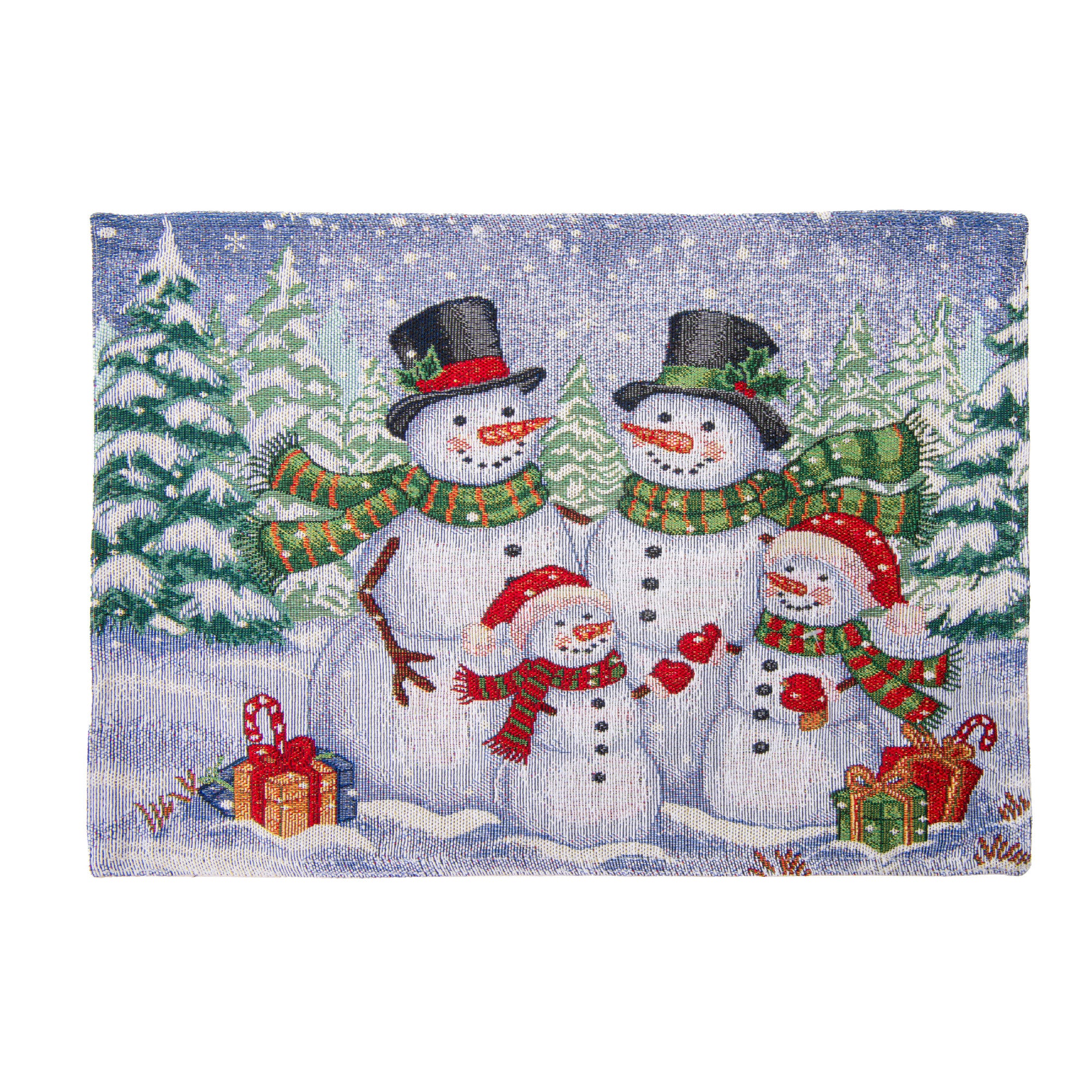 Tapestry Placemat Snowman Family 13 X 18, Christmas, Placemat, Holiday Decor- Set of 12