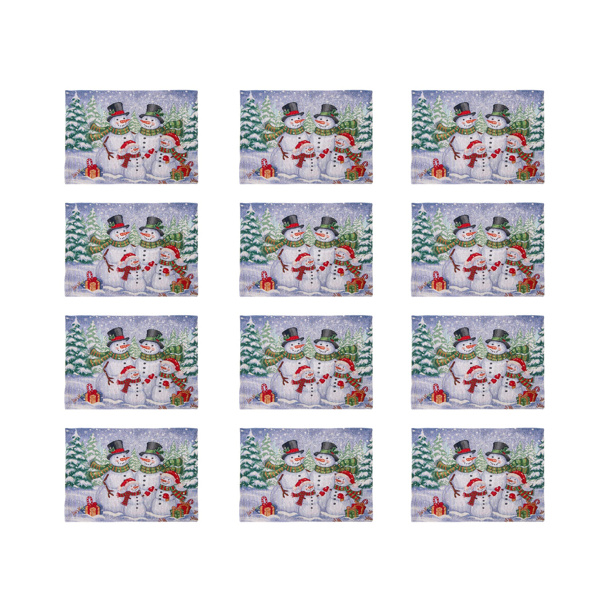 Tapestry Placemat Snowman Family 13 X 18, Christmas, Placemat, Holiday Decor- Set of 12