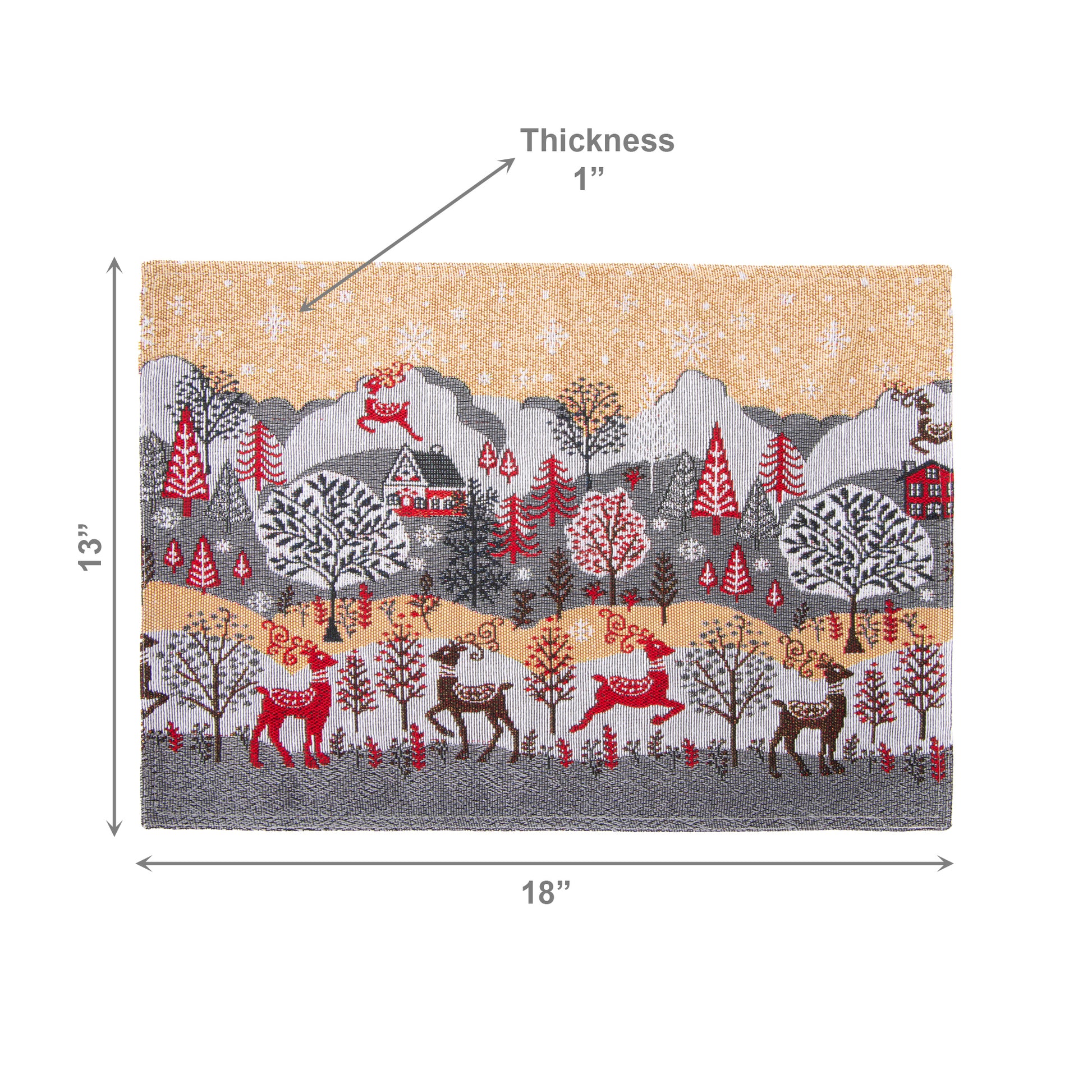 Tapestry Placemat Reindeer Village 13 X 18, Christmas, Placemat, Holiday Decor- Set of 12