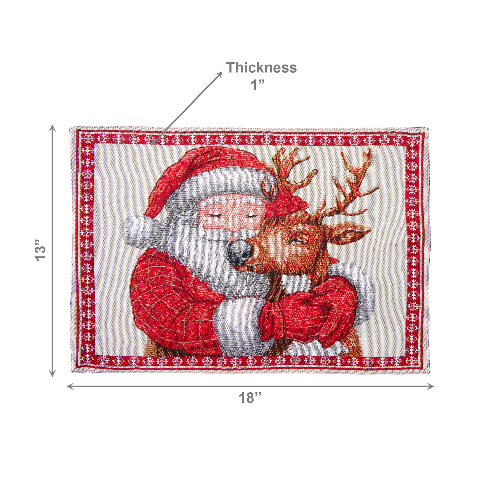 Tapestry Placemat Santa and Reindeer 13 X 18, Christmas, Placemat, Holiday Decor- Set of 12