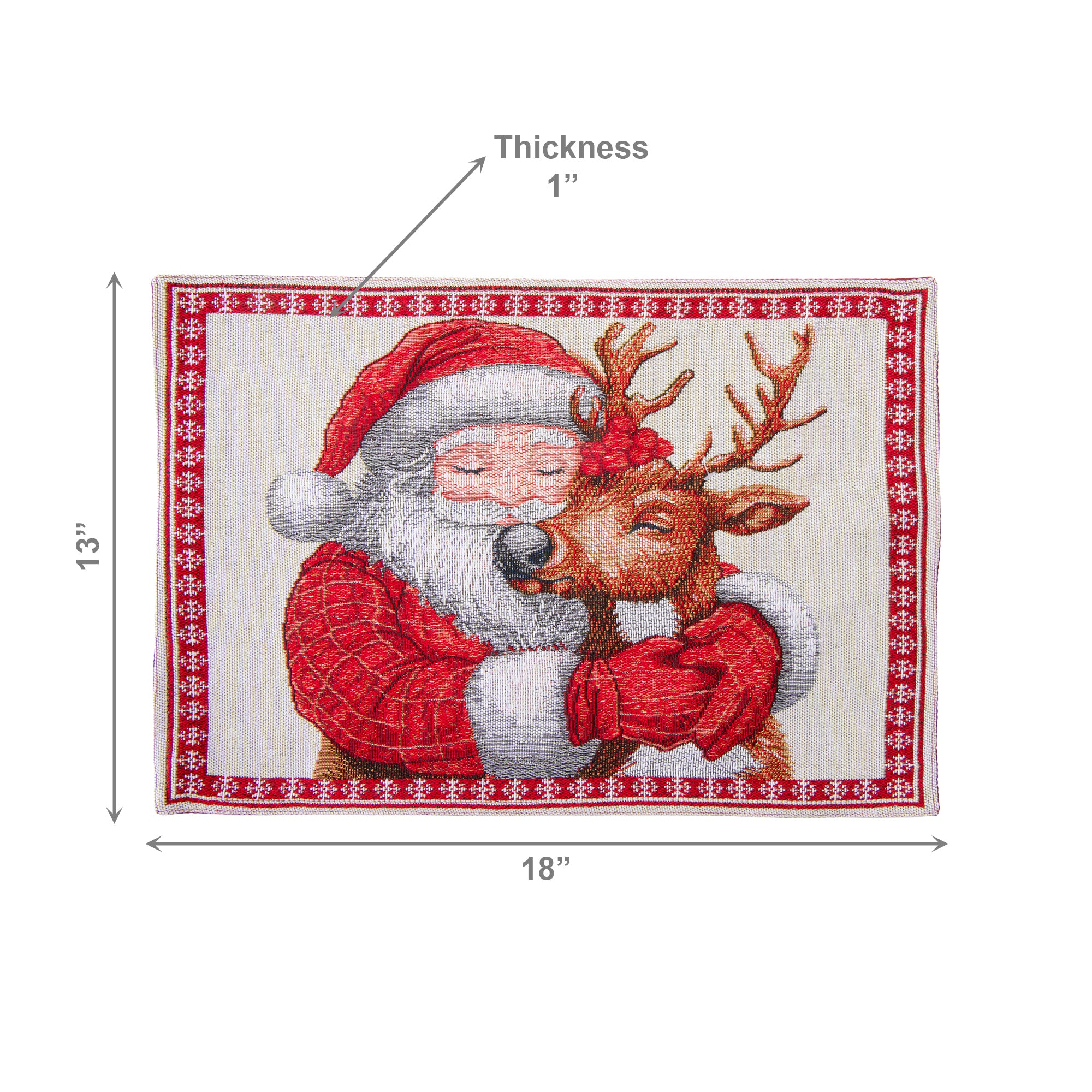 Tapestry Placemat Santa and Reindeer 13 X 18, Christmas, Placemat, Holiday Decor- Set of 12