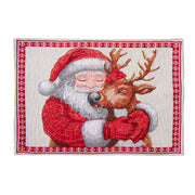 Tapestry Placemat Santa and Reindeer 13 X 18, Christmas, Placemat, Holiday Decor- Set of 12