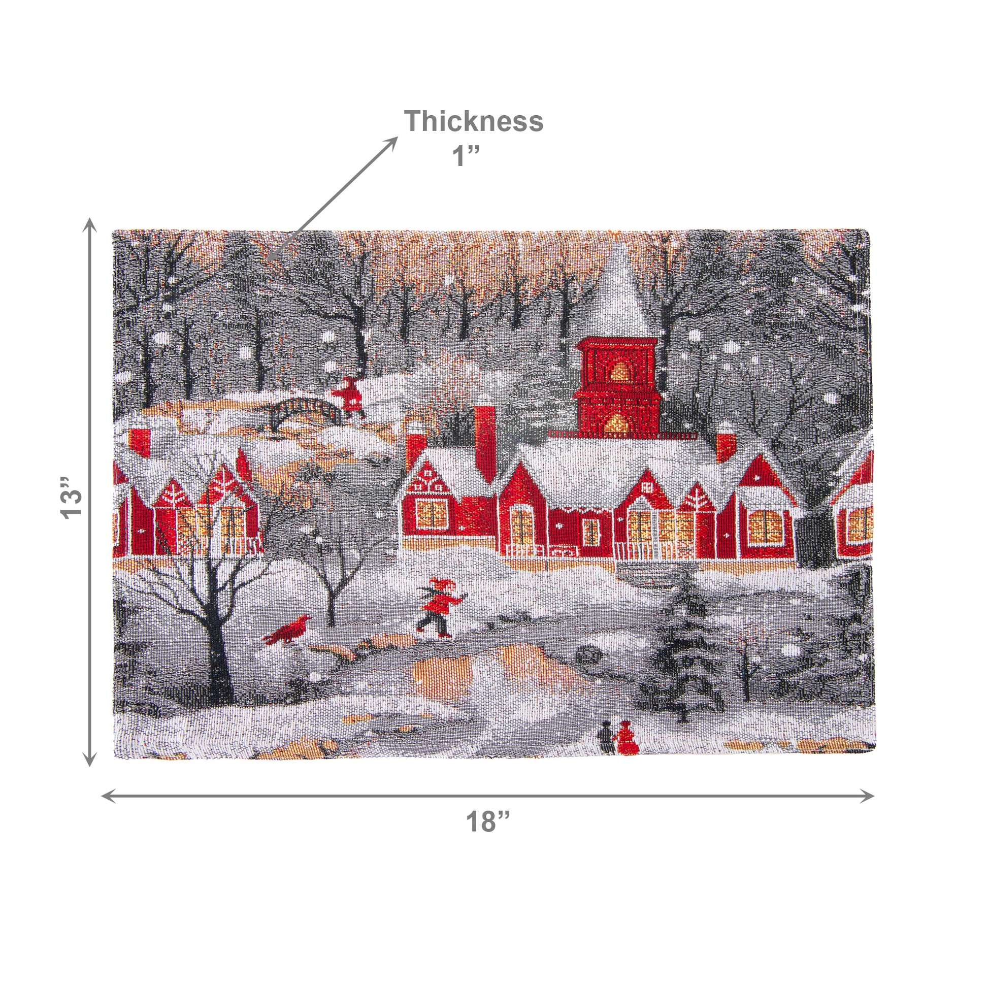 Tapestry Placemat Winter Church 13 X 18, Winter, Placemat, Holiday Decor- Set of 12