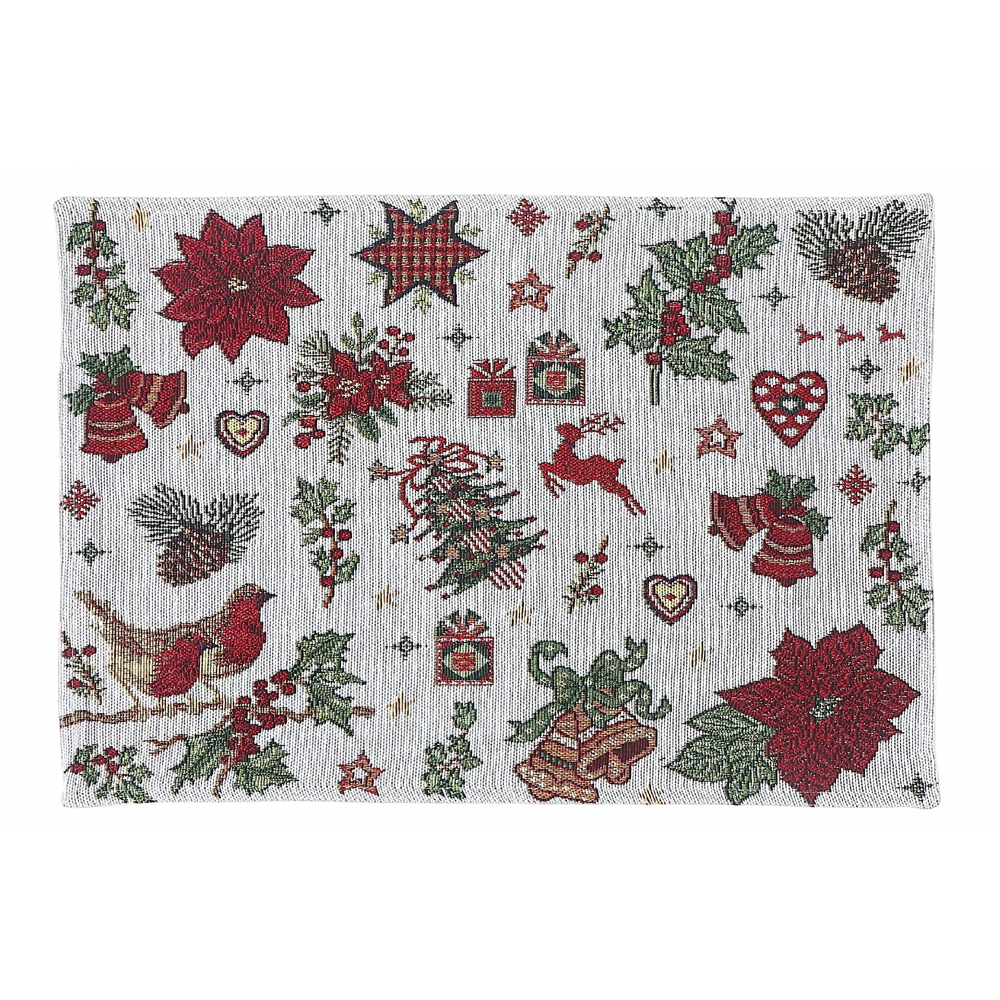 Tapestry Placemat Holiday Festivities 13 X 18 Christmas Dining Table Mats - Set of 12