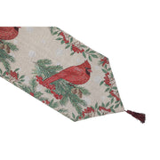 Red Cardinal Tapestry Table Runner – 54", Holiday Dining Table Accent