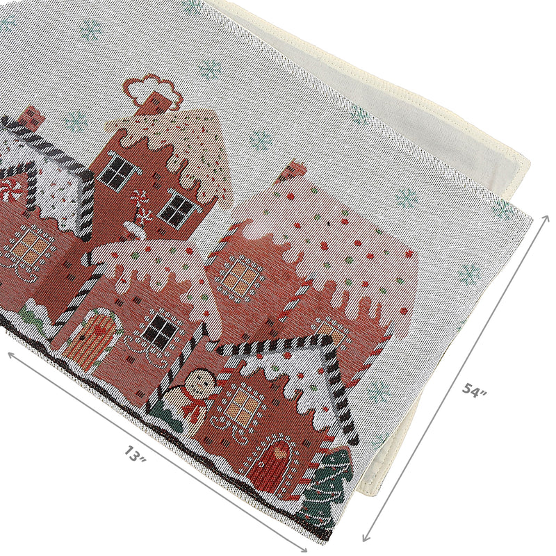 Tapestry Table Runner (Gingerbread Houses) (54")