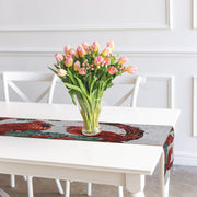 Tapestry Table Runner 54" Double Cardinal – Christmas Table Decor, Holiday Dining Accent, Winter Birds Seasonal Decoration