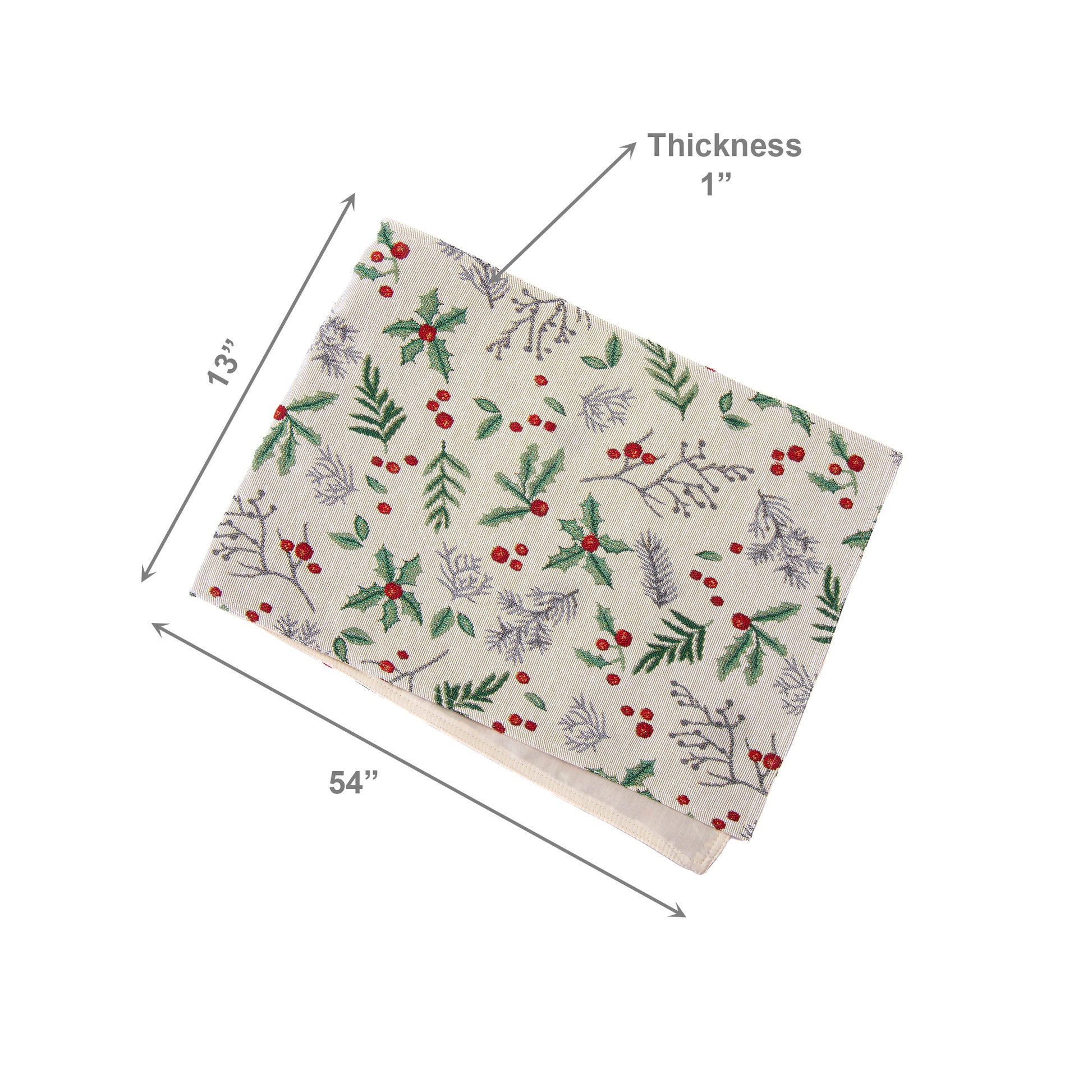 Tapestry Table Runner Holly Berries 54", Christmas, Table Runner, Holiday Decor