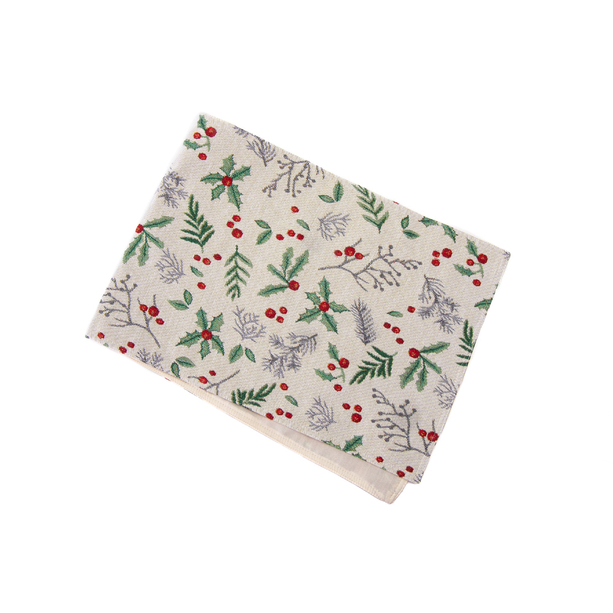 Tapestry Table Runner Holly Berries 54", Christmas, Table Runner, Holiday Decor