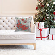 Tapestry Poinsettia and Ornaments Cushion 18 Inches by 18 Inches - Set of 2, Christmas Pillow, Holiday Decor, Festive Accent