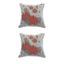 Tapestry Cushion (Poinsettia & Ornaments) (18 X 18) - Set of 2