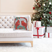 Tapestry Double Cardinal Cushion 18 Inches by 18 Inches - Set of 2, Christmas Pillow, Holiday Throw, Festive Home Decor