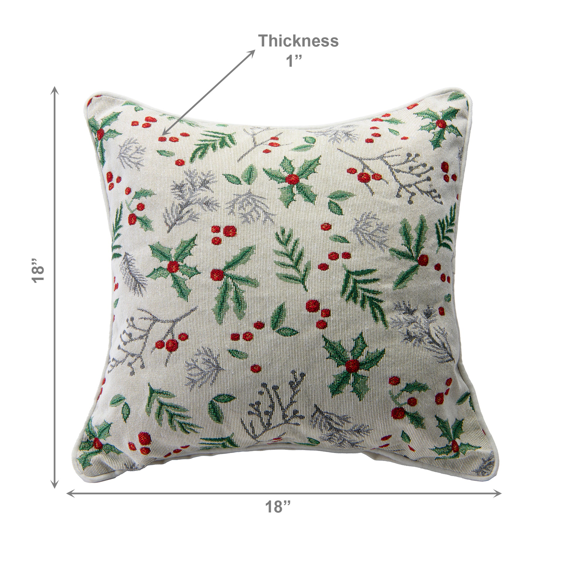 Tapestry Cushion Holly Berries 18 X 18, Christmas, Throw Pillow, Holiday Decor- Set of 2