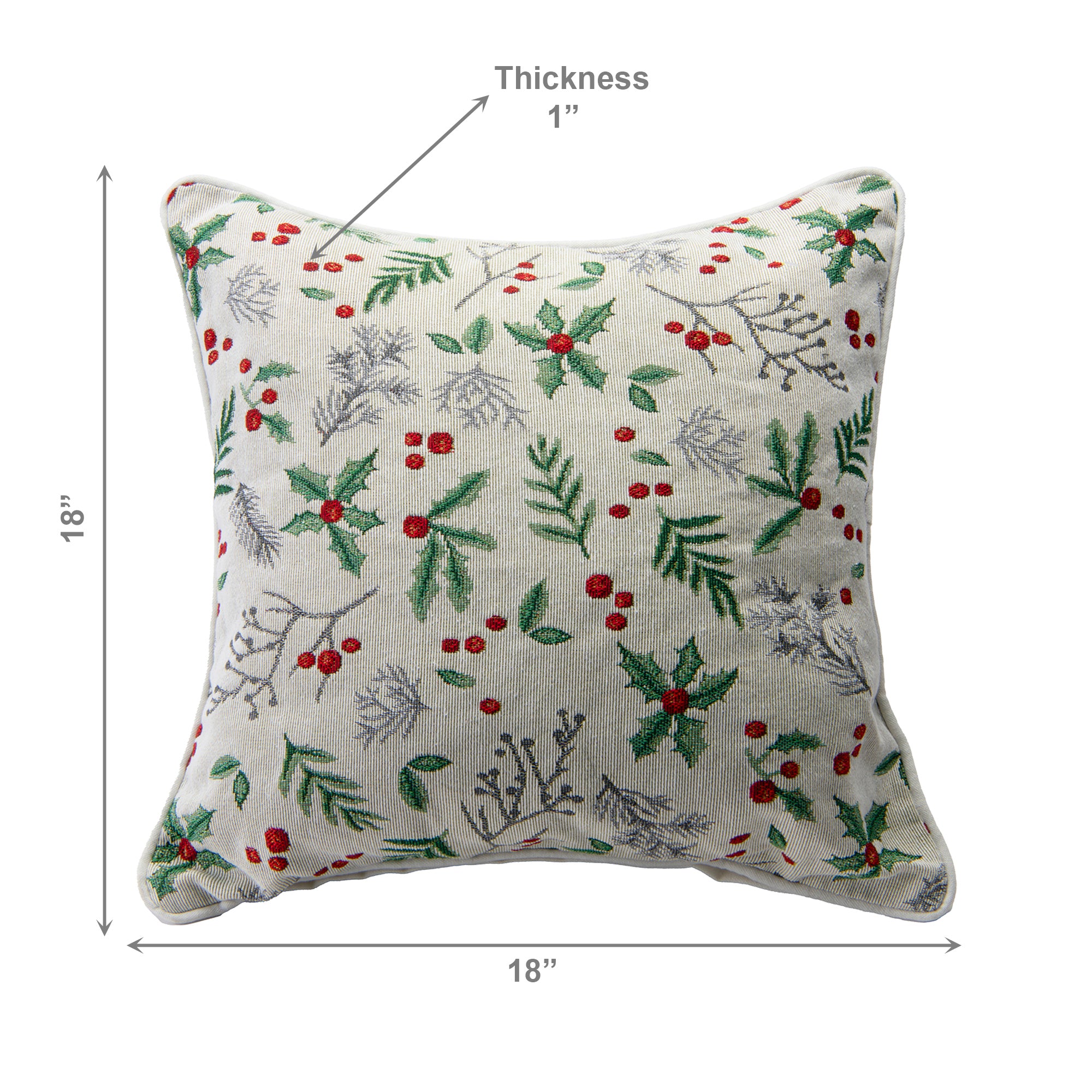 Tapestry Cushion Holly Berries 18 X 18, Christmas, Throw Pillow, Holiday Decor- Set of 2