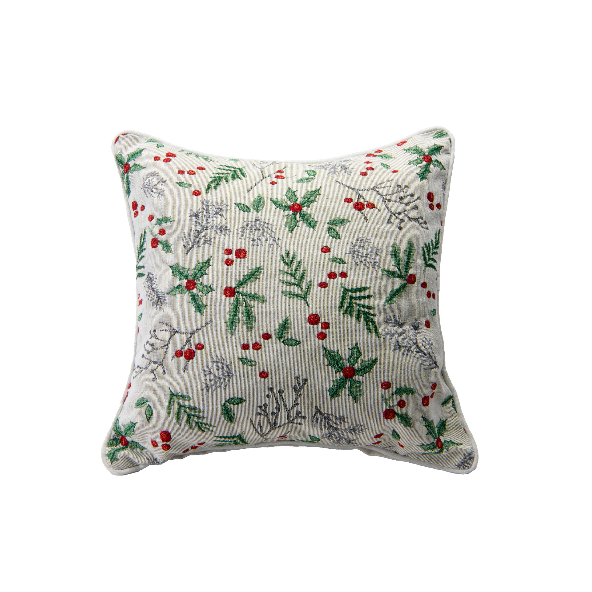 Tapestry Cushion Holly Berries 18 X 18, Christmas, Throw Pillow, Holiday Decor- Set of 2