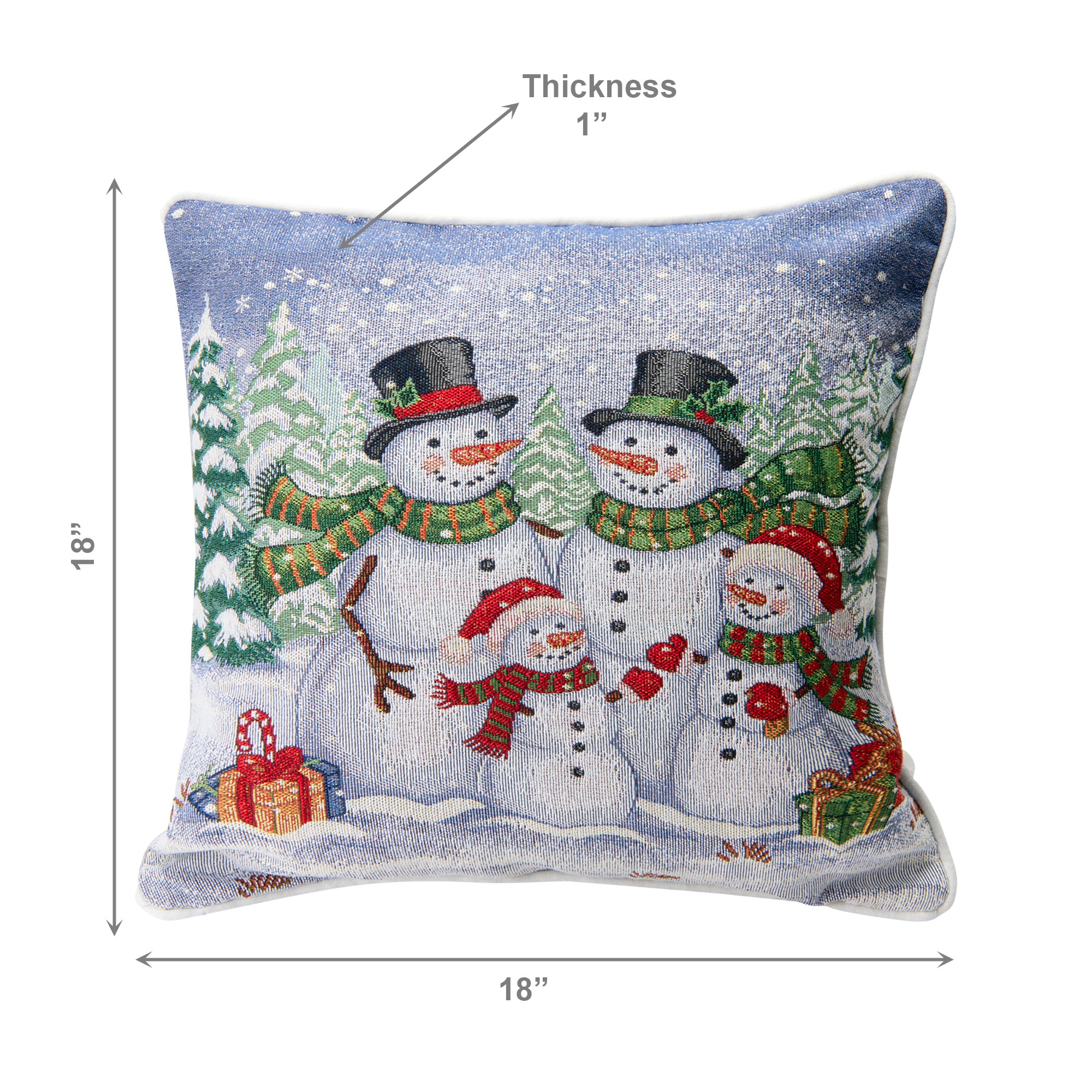 Tapestry Cushion Snowman Family 18 X 18, Christmas, Throw Pillow, Holiday Decor- Set of 2