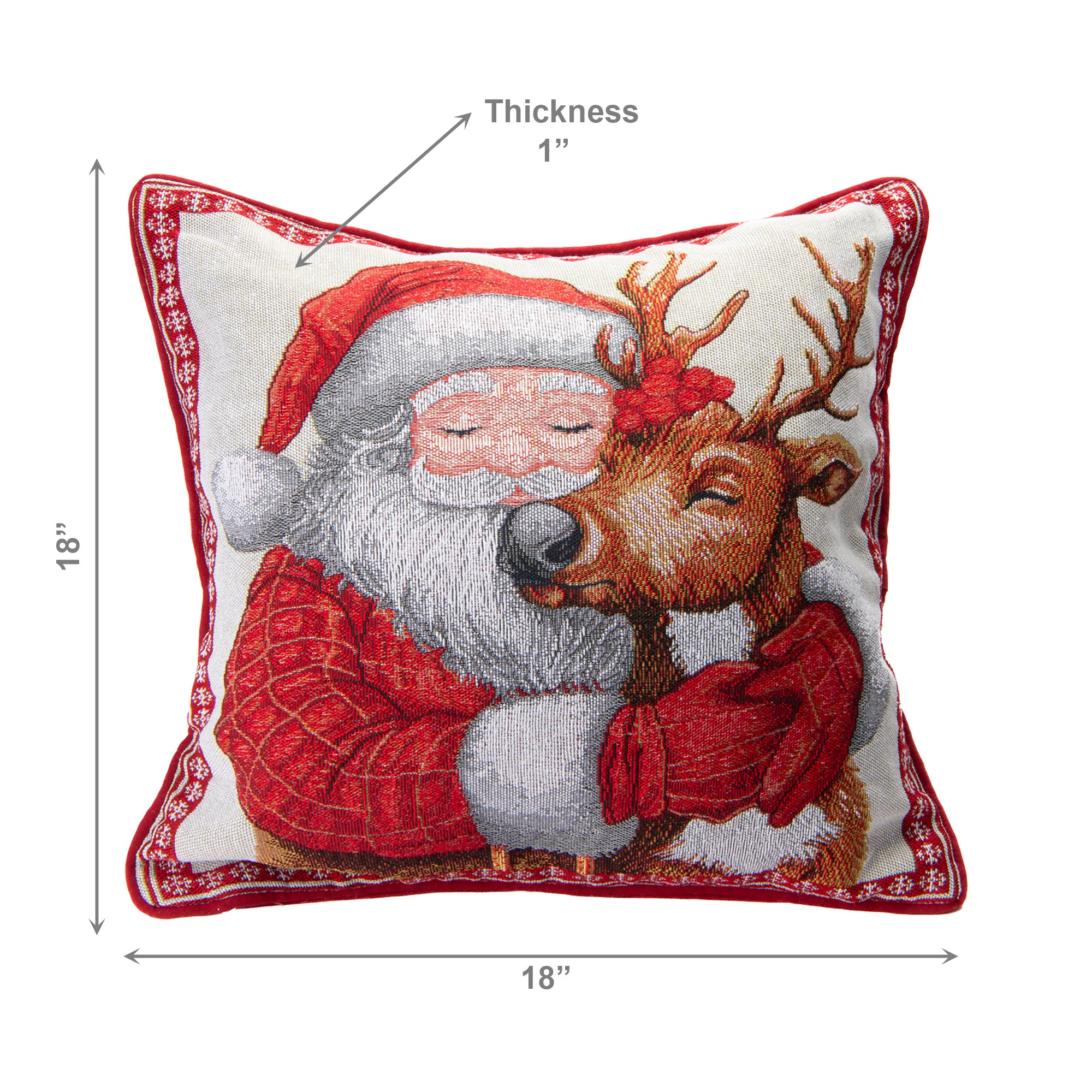 Tapestry Cushion Santa and Reindeer 18 X 18, Christmas, Throw Pillow, Holiday Decor- Set of 2