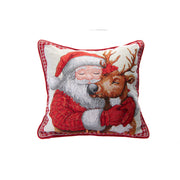 Tapestry Cushion Santa and Reindeer 18 X 18, Christmas, Throw Pillow, Holiday Decor- Set of 2