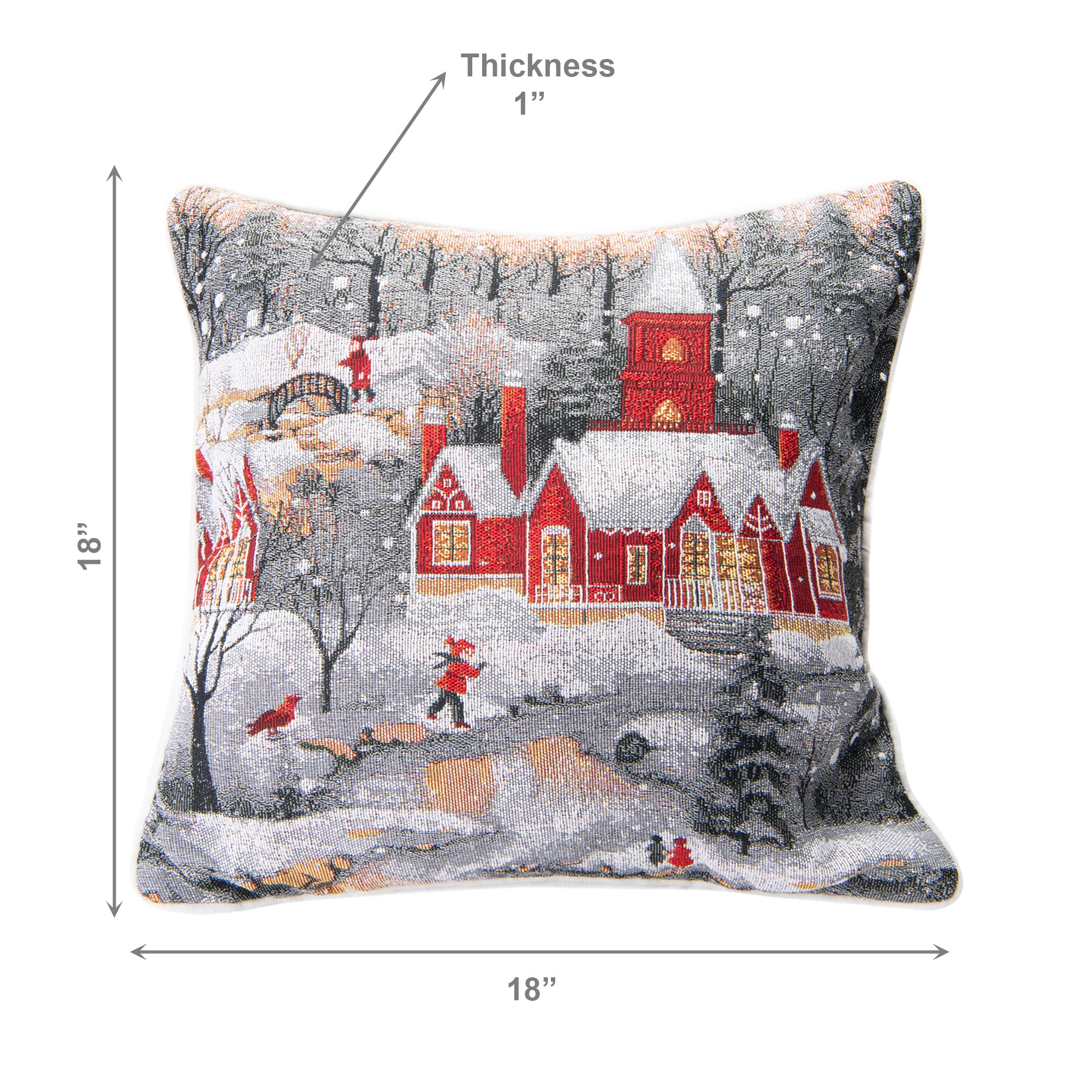 Tapestry Cushion Winter Village 18 X 18, Winter, Throw Pillow, Holiday Decor- Set of 2