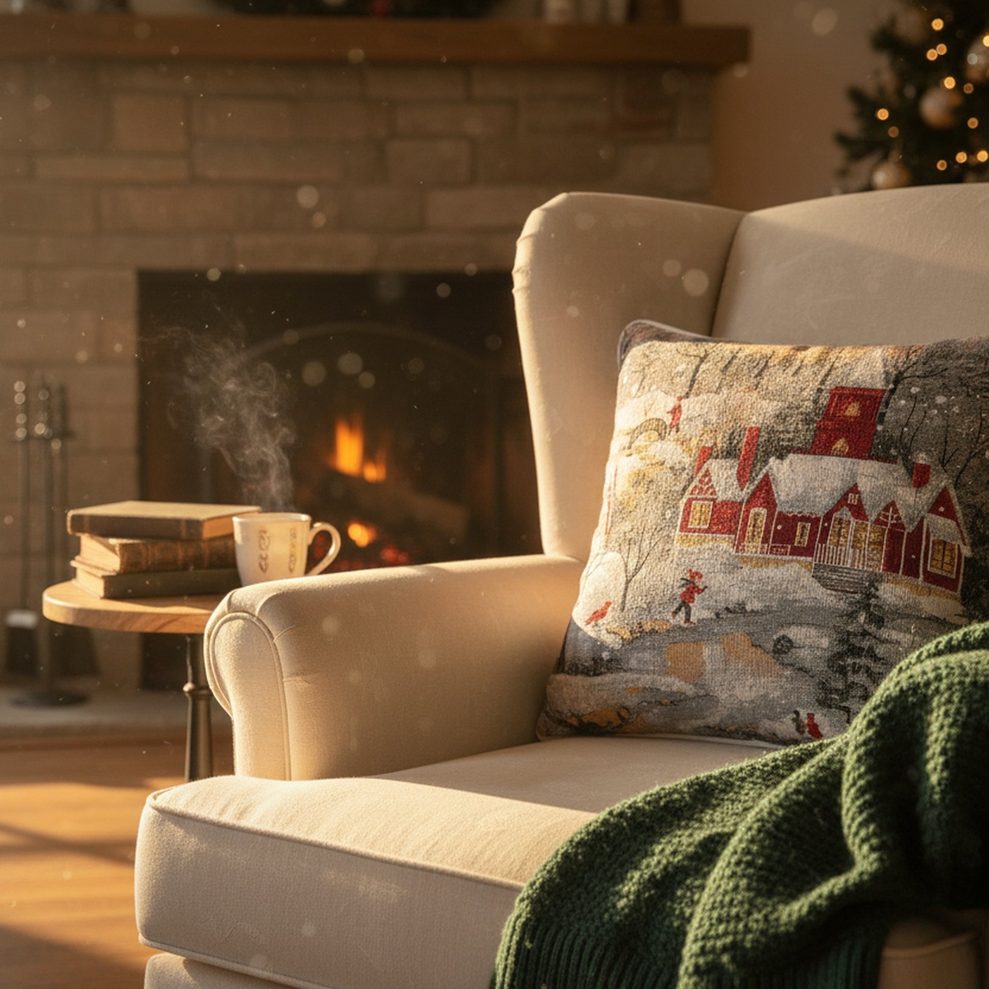 Tapestry Cushion Winter Village 18 X 18, Winter, Throw Pillow, Holiday Decor- Set of 2