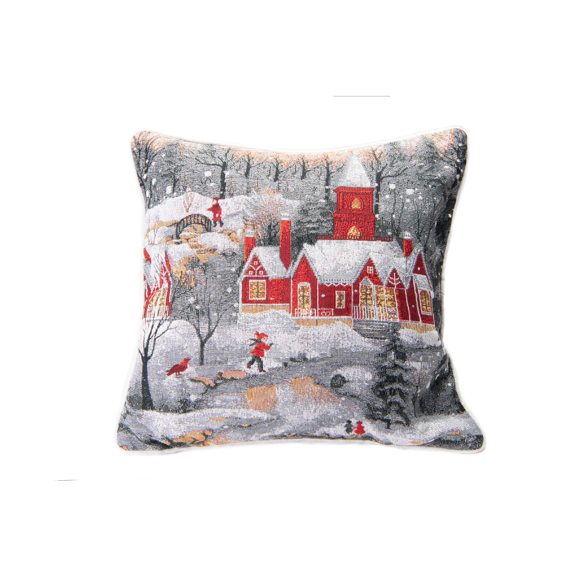 Tapestry Cushion Winter Village 18 X 18, Winter, Throw Pillow, Holiday Decor- Set of 2