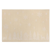 Vinyl Placemat – Winter Forest Gold Design, Holiday Table Set of 12