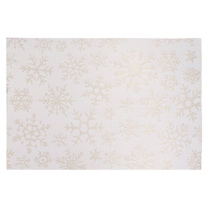 Vinyl Placemat – Gold Snowflake on White, Holiday Table Set of 12