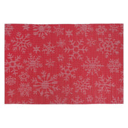 Vinyl Placemat – White Snowflake on Red, Christmas Dining Set of 12