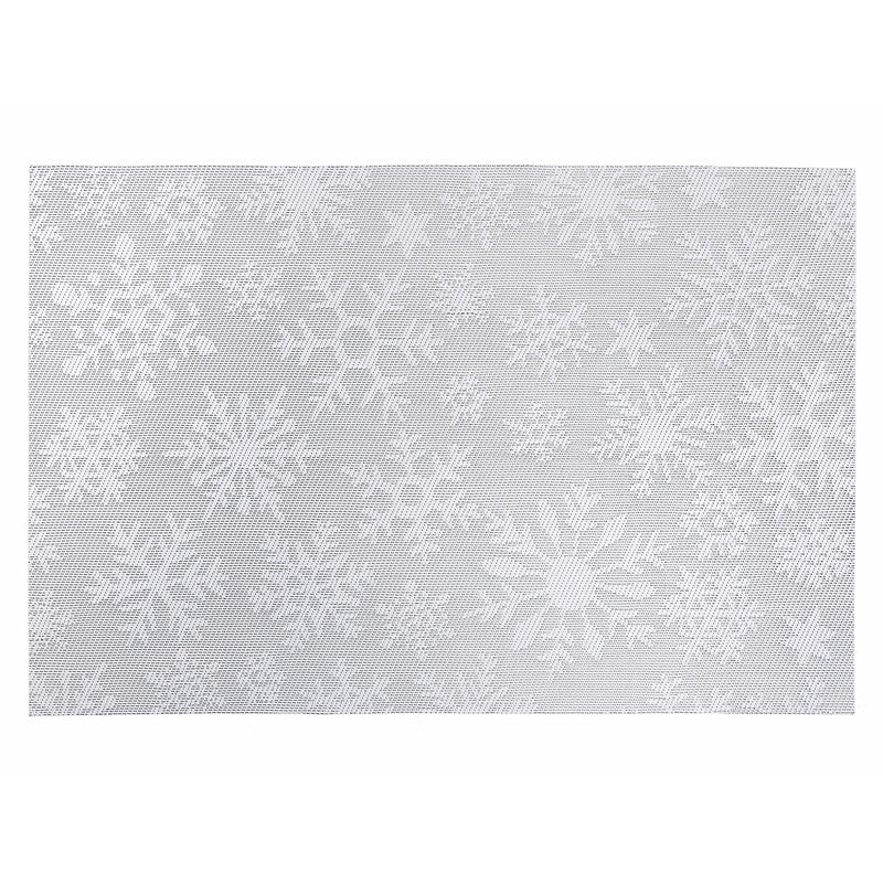 Vinyl Placemat – Silver Snowflake on White, Holiday Table Set of 12