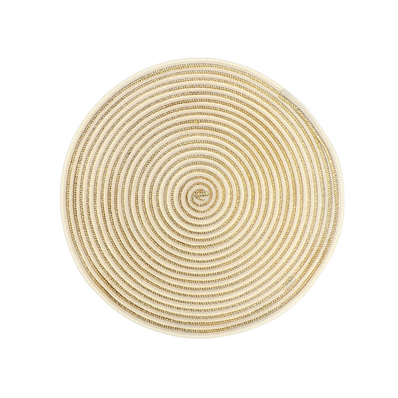 Woven Round Shimmer Placemat – Gold, Elegant Holiday Table Set of 12