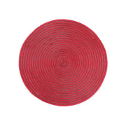 Woven Round Shimmer Placemat – Red, Festive Dining Table Set of 12